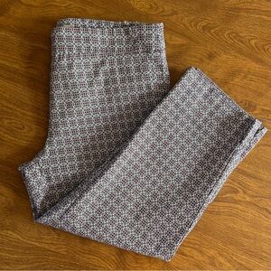 Dalia Women Red Navy Blue Geometric pattern PullOn Stretch Capris Pants Size 12